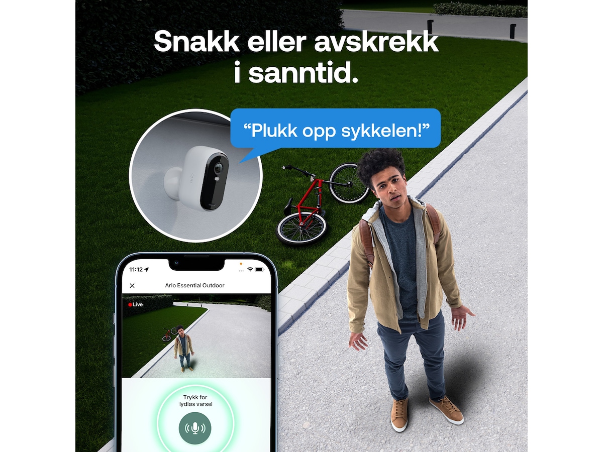 Arlo Essential 3 HD utendørs overvåkningskamera 2-pakning Overvåkningskameraer