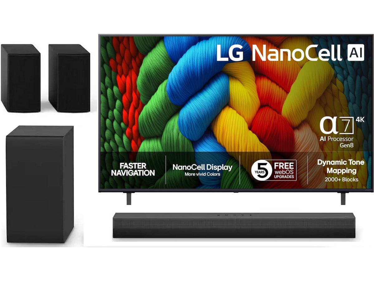 LG 75" NANO80 AI 4K NanoCell Smart TV (2025) + lydplanke