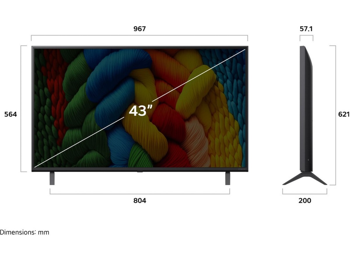 LG 43" NANO80 AI 4K NanoCell Smart TV (2025) + lydplanke 60 - 69 tommer TV