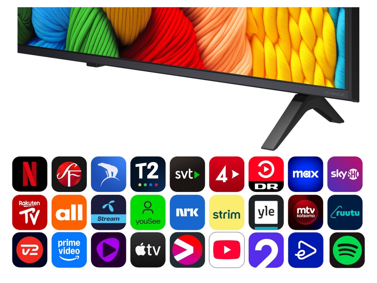 LG 43" NANO80 AI 4K NanoCell Smart TV (2025) + lydplanke 60 - 69 tommer TV