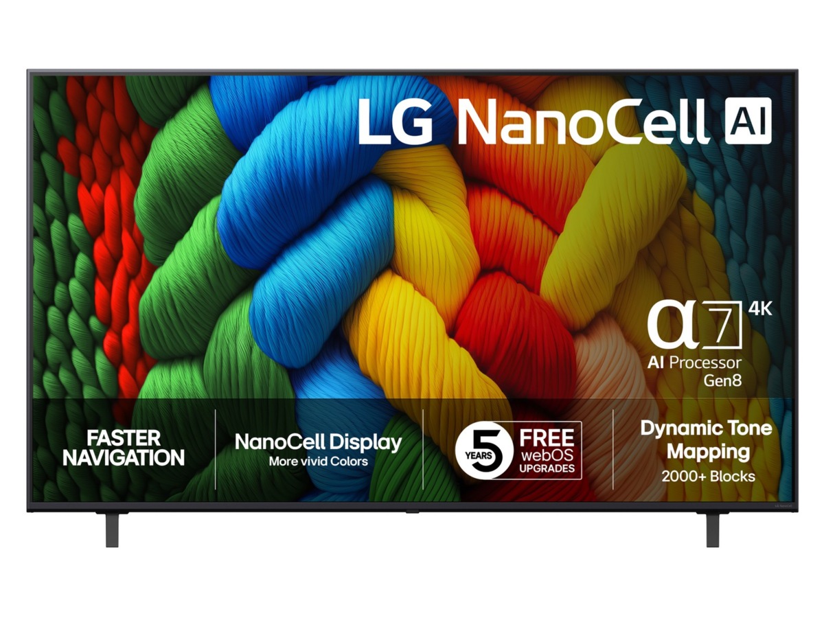 LG 65" NANO80 AI 4K NanoCell Smart TV (2025) + lydplanke 60 - 69 tommer TV