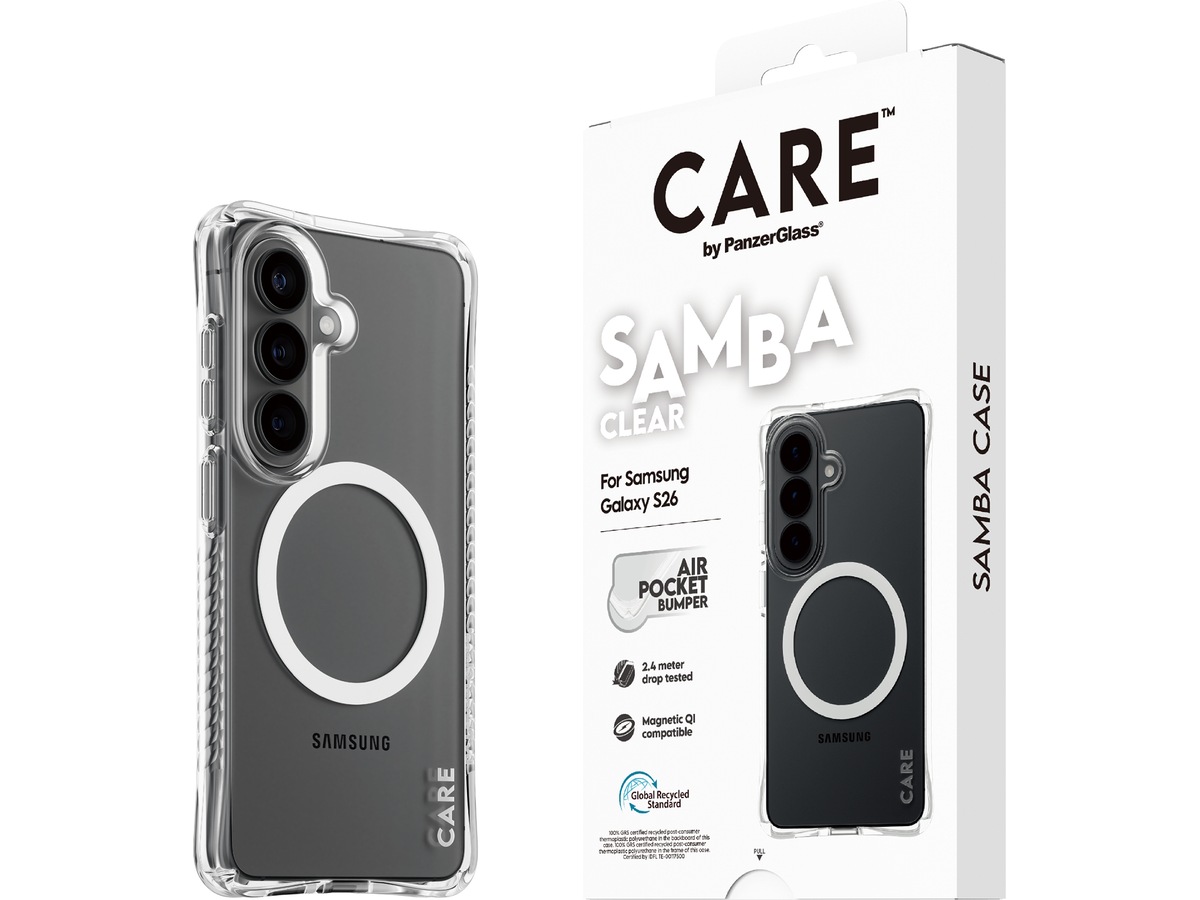 PanzerGlass CARE Galaxy S26 Samba Hardcase deksel (gjennomsiktig/hvit) Deksel til mobiltelefon