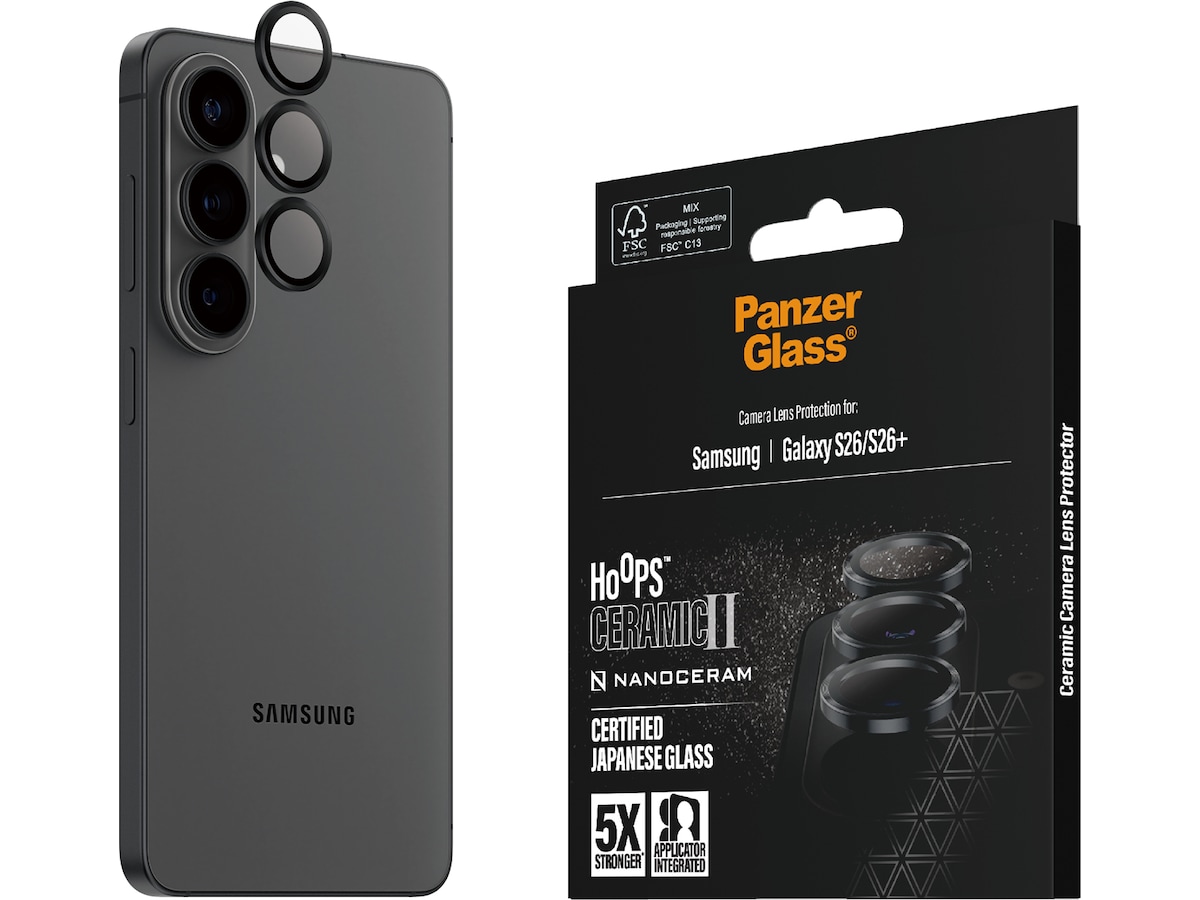 PanzerGlass Galaxy S26 / S26+ Hoops Ceramic II Linsebeskytter Skjermbeskyttelse