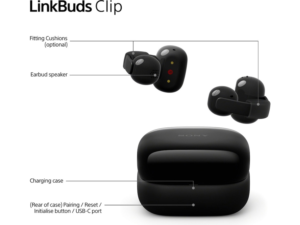 Sony LinkBuds Clip åpne øretelefoner (Gråbeige) Hodetelefoner