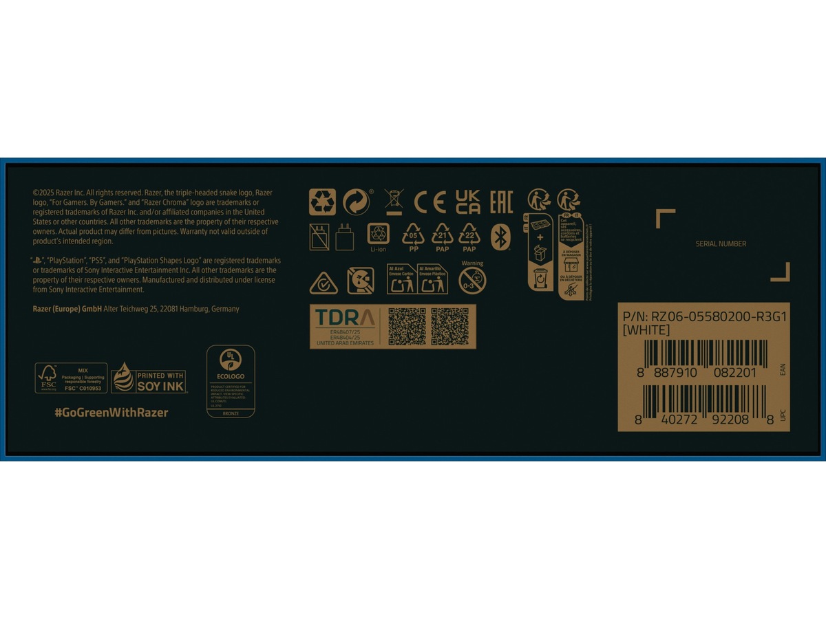 Razer Raiju V3 Pro trådløs kontroller for PS5 og PC (hvit) Tilbehør til PS5