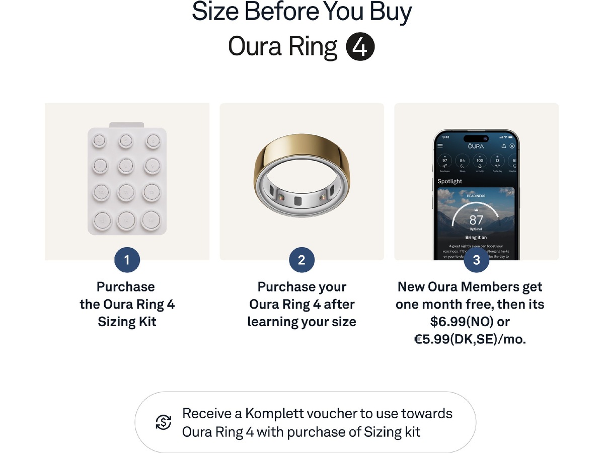 Oura Ring 4 Smart Ring str. 5 (gull) -B-Grade Demo tilbehør til mobiler & klokker