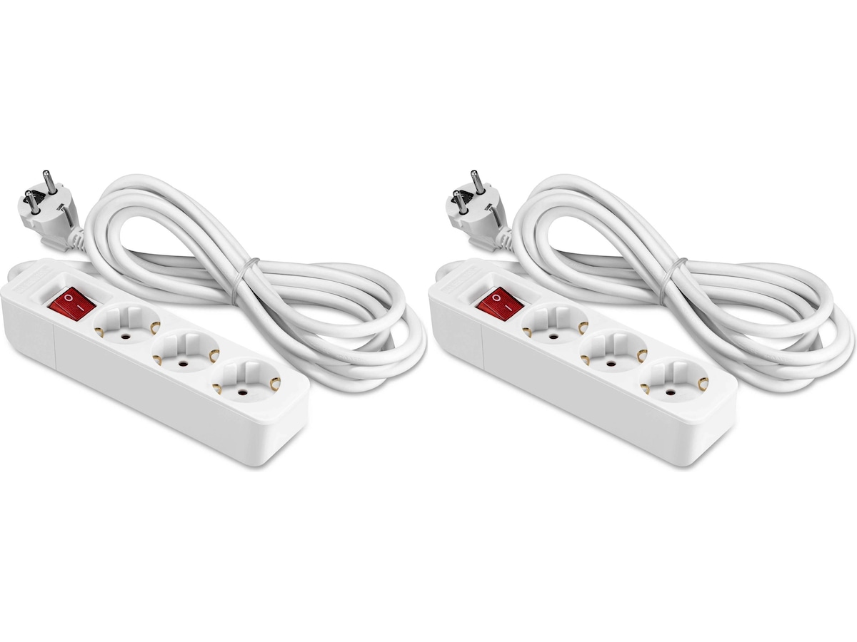 ON 3-veis strømforgrener 3m 2-pack Skjøtekabel & forgrener