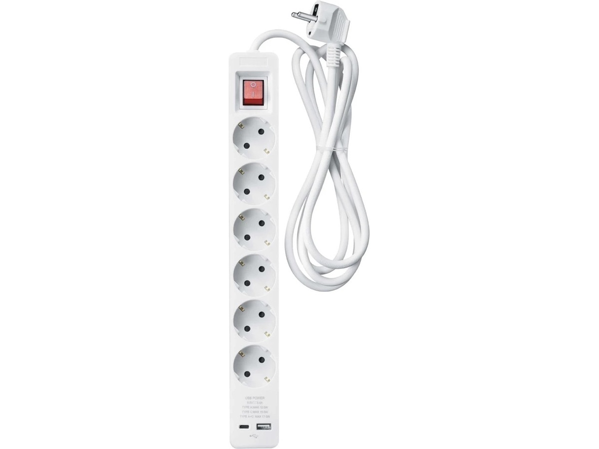 Andersson PWS-C2000 6-veis strømforgrener 3m 2-pack Skjøtekabel & forgrener