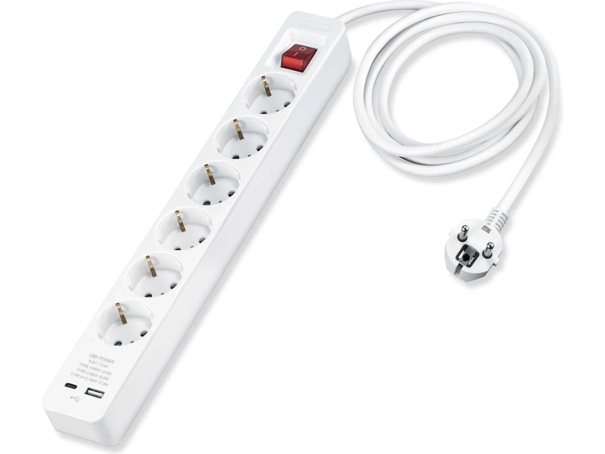 Andersson PWS-C2000 6-veis strømforgrener 3m 2-pack Skjøtekabel & forgrener