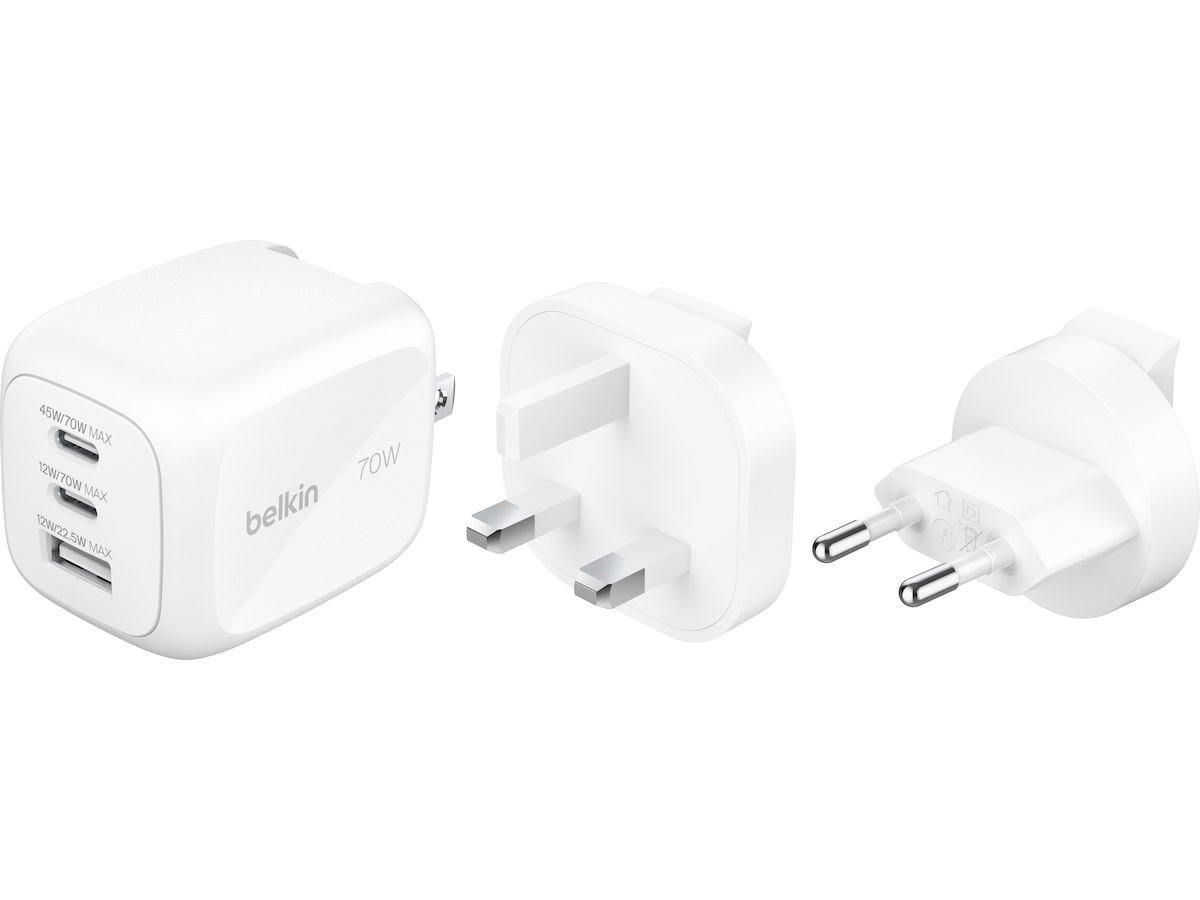 Belkin BoostCharge Pro GaN 70W vegglader + reiseadapter Mobilladere
