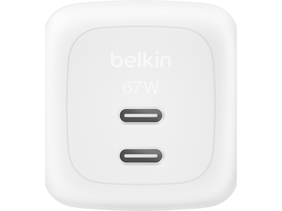 Belkin 67W Dual USB-C PD Gan vegglader hvit Mobilladere