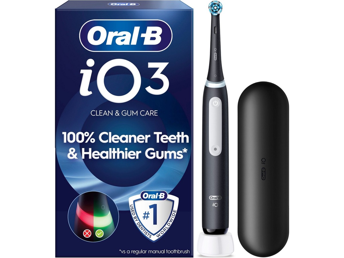 Oral-B iO3 elektrisk tannbørste (sort) Tannbørstehoder