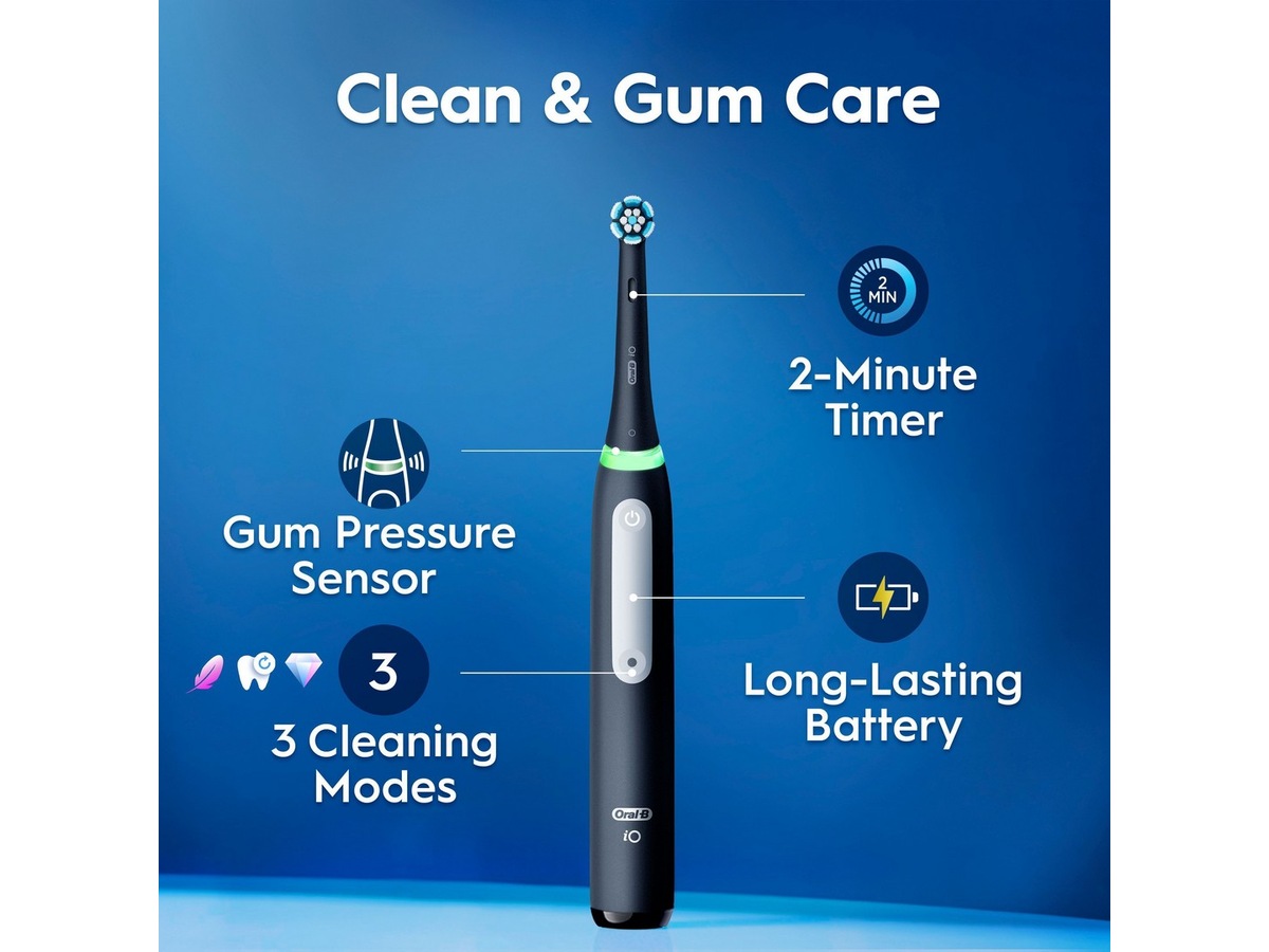 Oral-B iO3 elektrisk tannbørste (sort) Tannbørstehoder