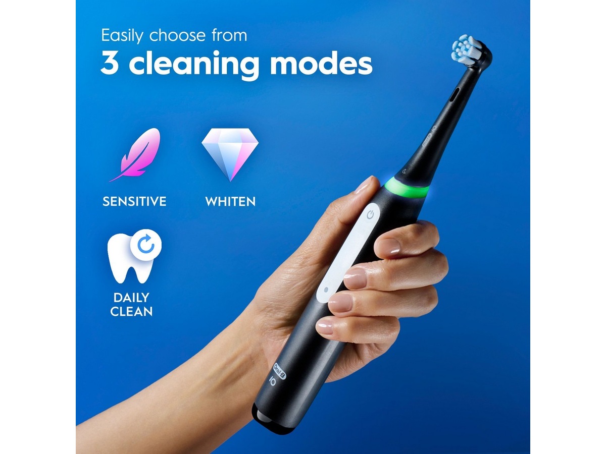 Oral-B iO3 elektrisk tannbørste (sort) Tannbørstehoder