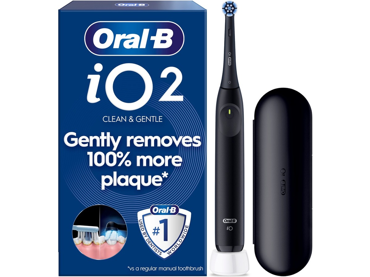 Oral-B iO 2 elektrisk tannbørste (Night Black) Tannbørstehoder