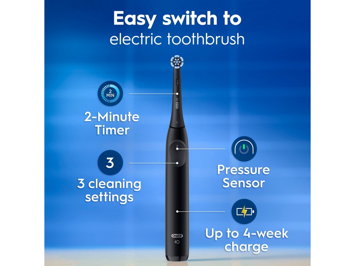 Oral-B iO 2 elektrisk tannbørste (Night Black) Tannbørstehoder