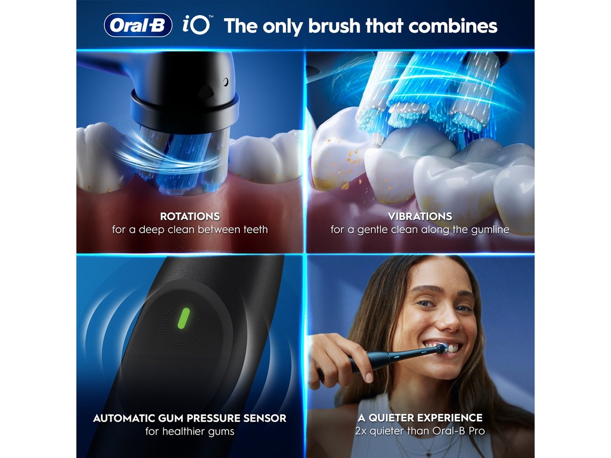 Oral-B iO 2 elektrisk tannbørste (Night Black) Tannbørstehoder
