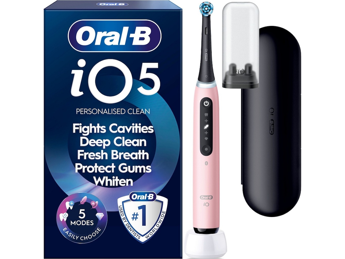 Oral-B iO5 elektrisk tannbørste (rosa) Tannbørstehoder
