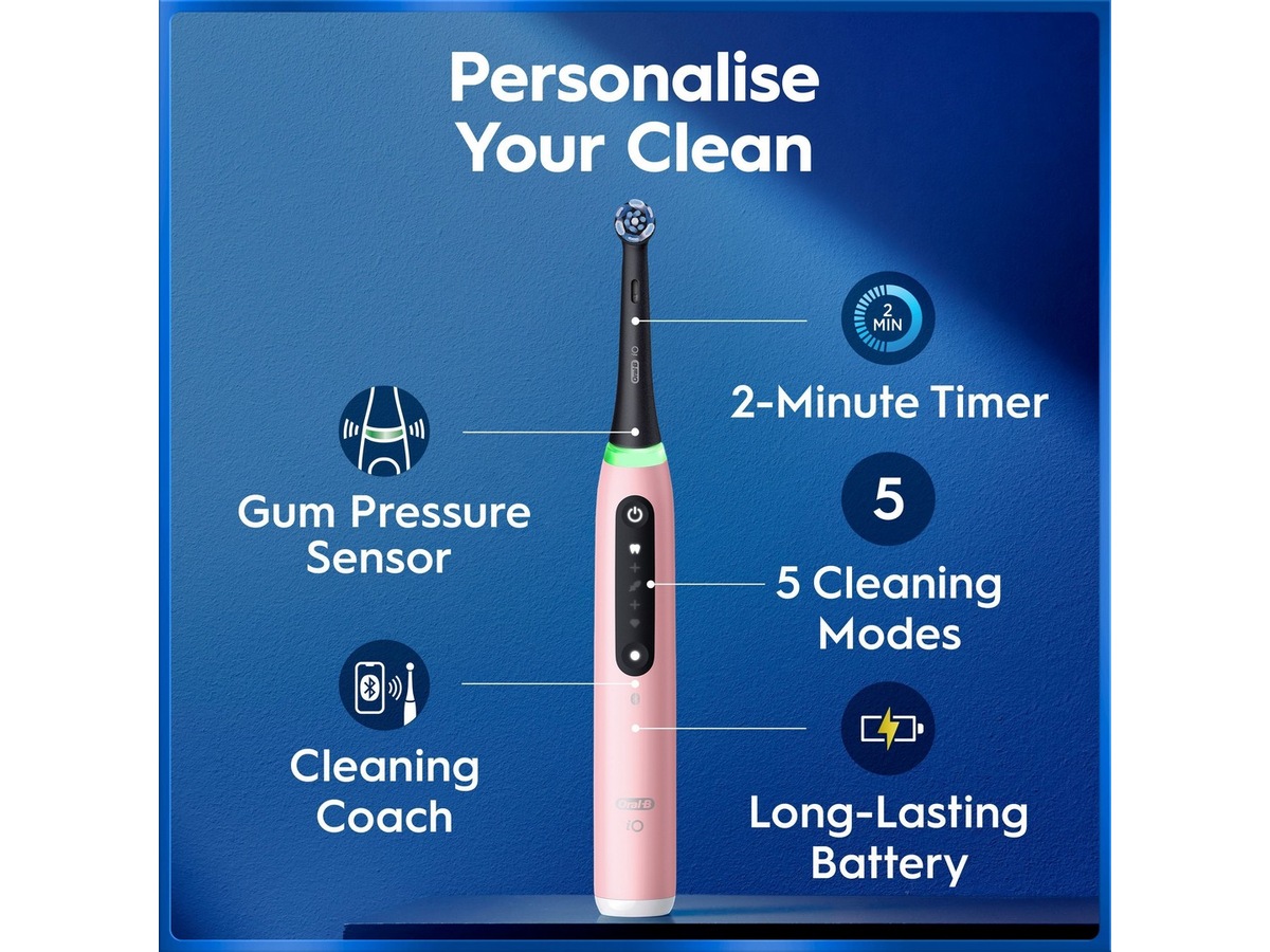 Oral-B iO5 elektrisk tannbørste (rosa) Tannbørstehoder