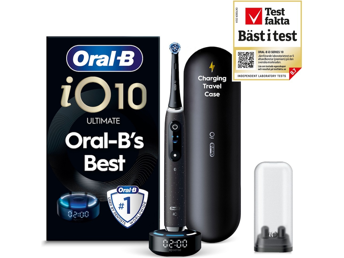 Oral-B iO10 elektrisk tannbørste (sort) Tannbørstehoder