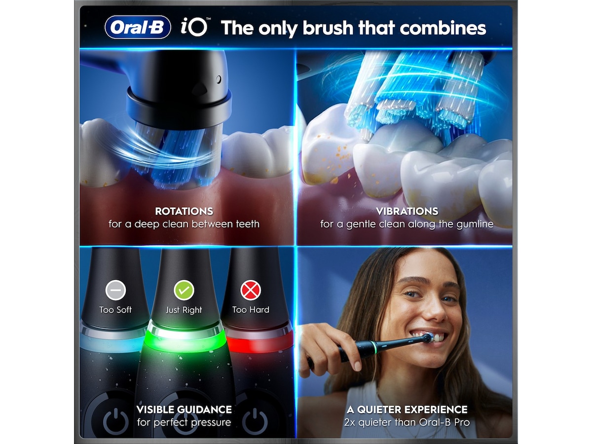 Oral-B iO10 elektrisk tannbørste (sort) Tannbørstehoder