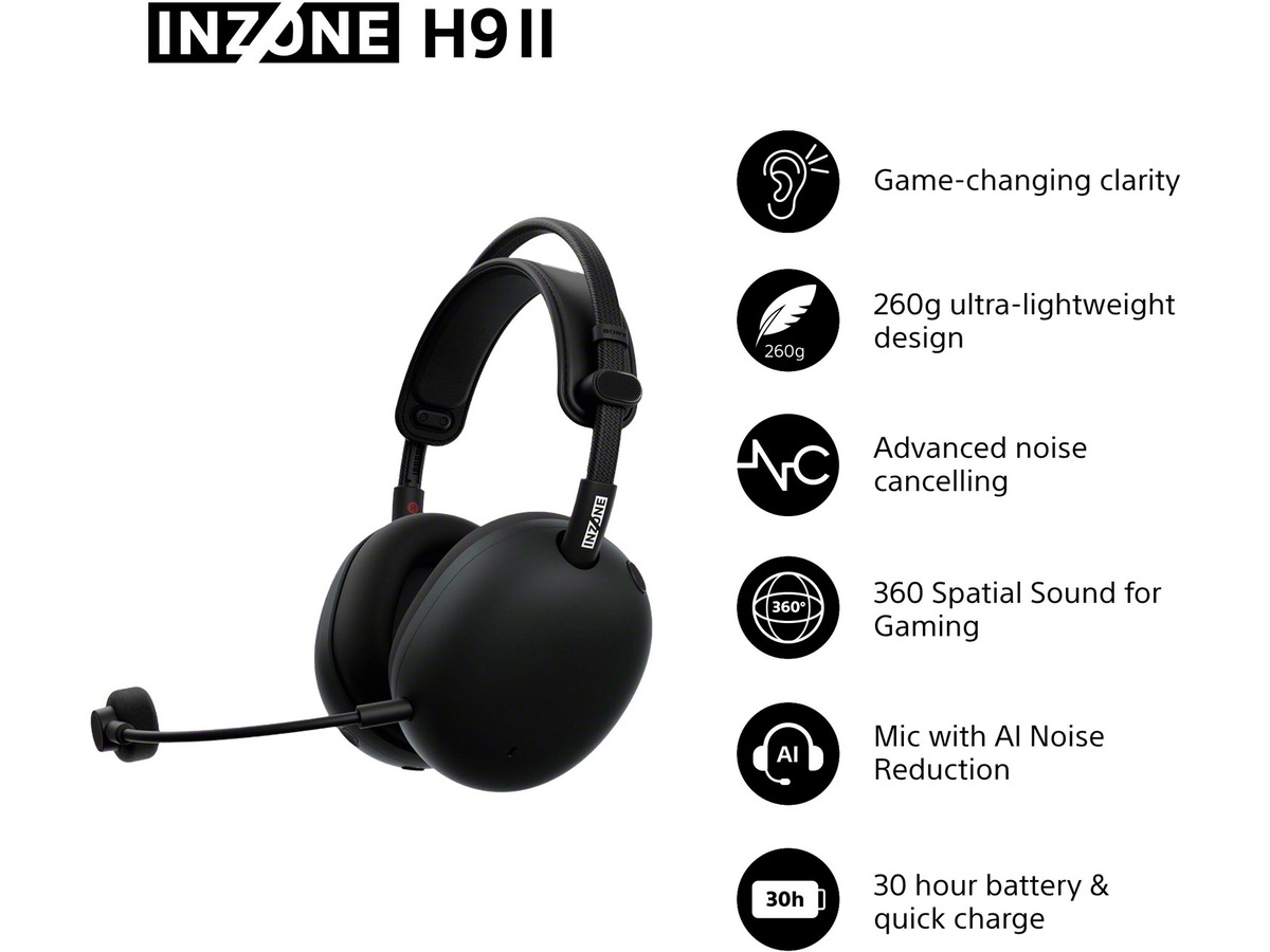 Sony INZONE H9 II Trådløst støydempende hodesett (svart) -B-Grade Demo headset