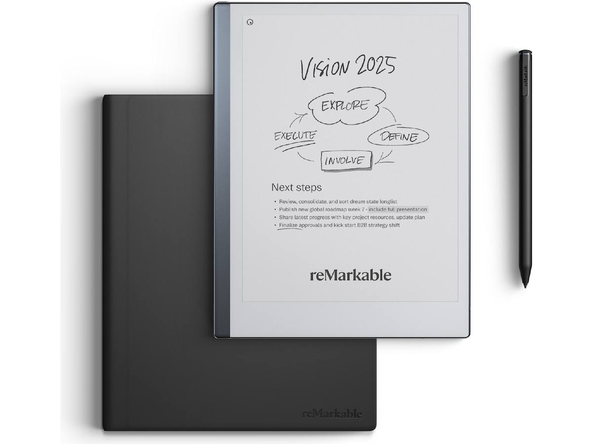 reMarkable 2 10,3" 8GB inkl. Marker Plus og Book Folio (sort skinn) -B-Grade Demo annet i PC & nettbrett