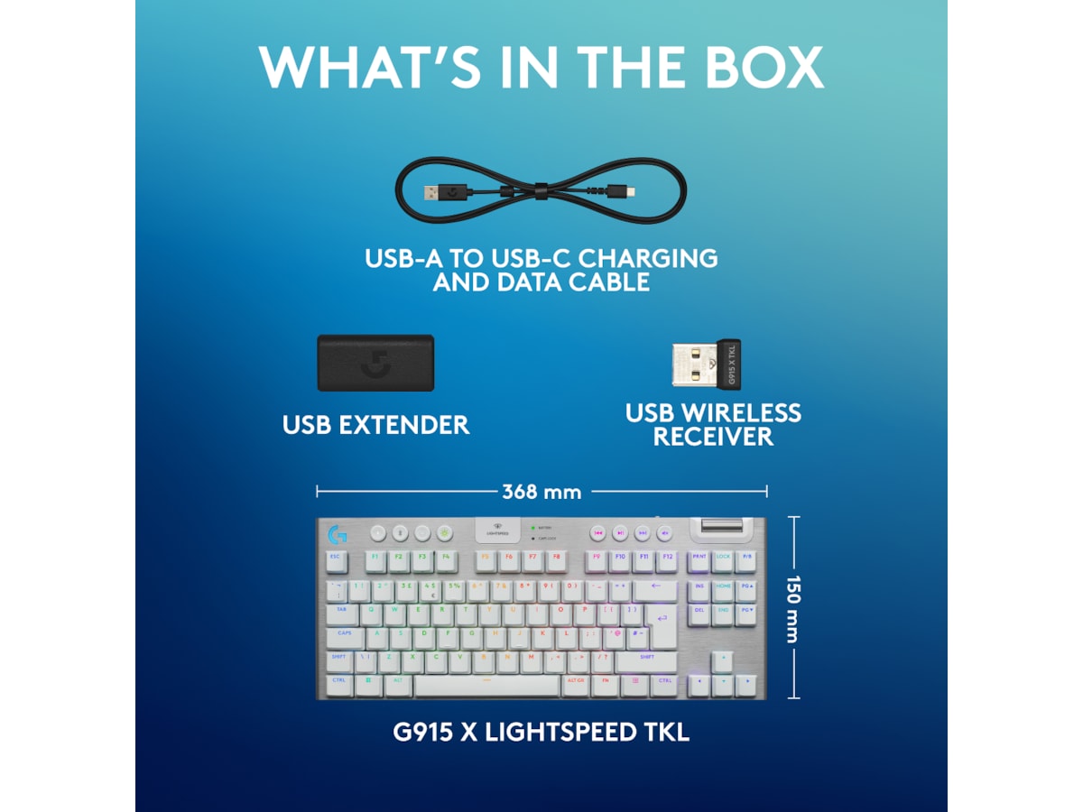 Logitech G915 X Lightspeed TKL Trådløst Gamingtastatur (hvit) -B-Grade Demo tastatur
