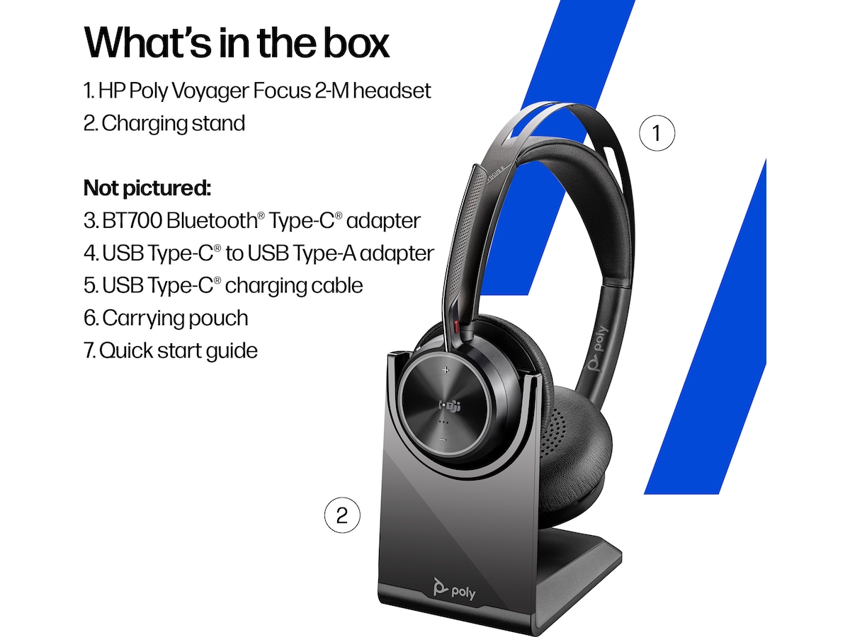 Poly Voyager Focus 2 MS USB-C Headset med ladestativ -B-Grade Demo headset
