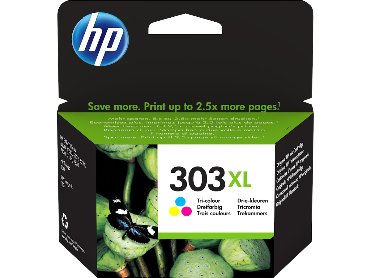 HP Blekk 303XL High Yield Tri-Color Blekkpatroner