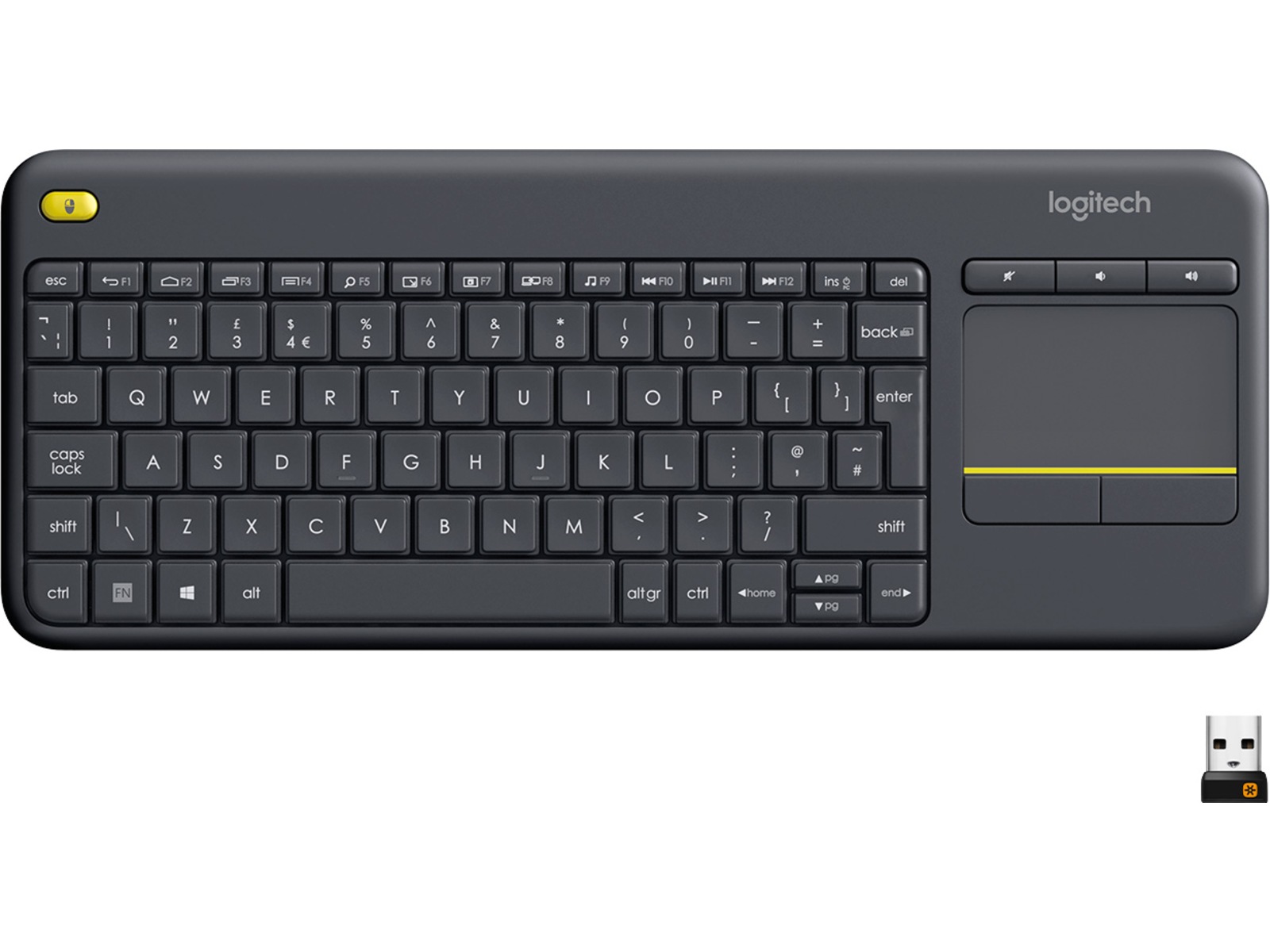 Logitech K400 Plus Trådløs Tastatur Grå Tastatur