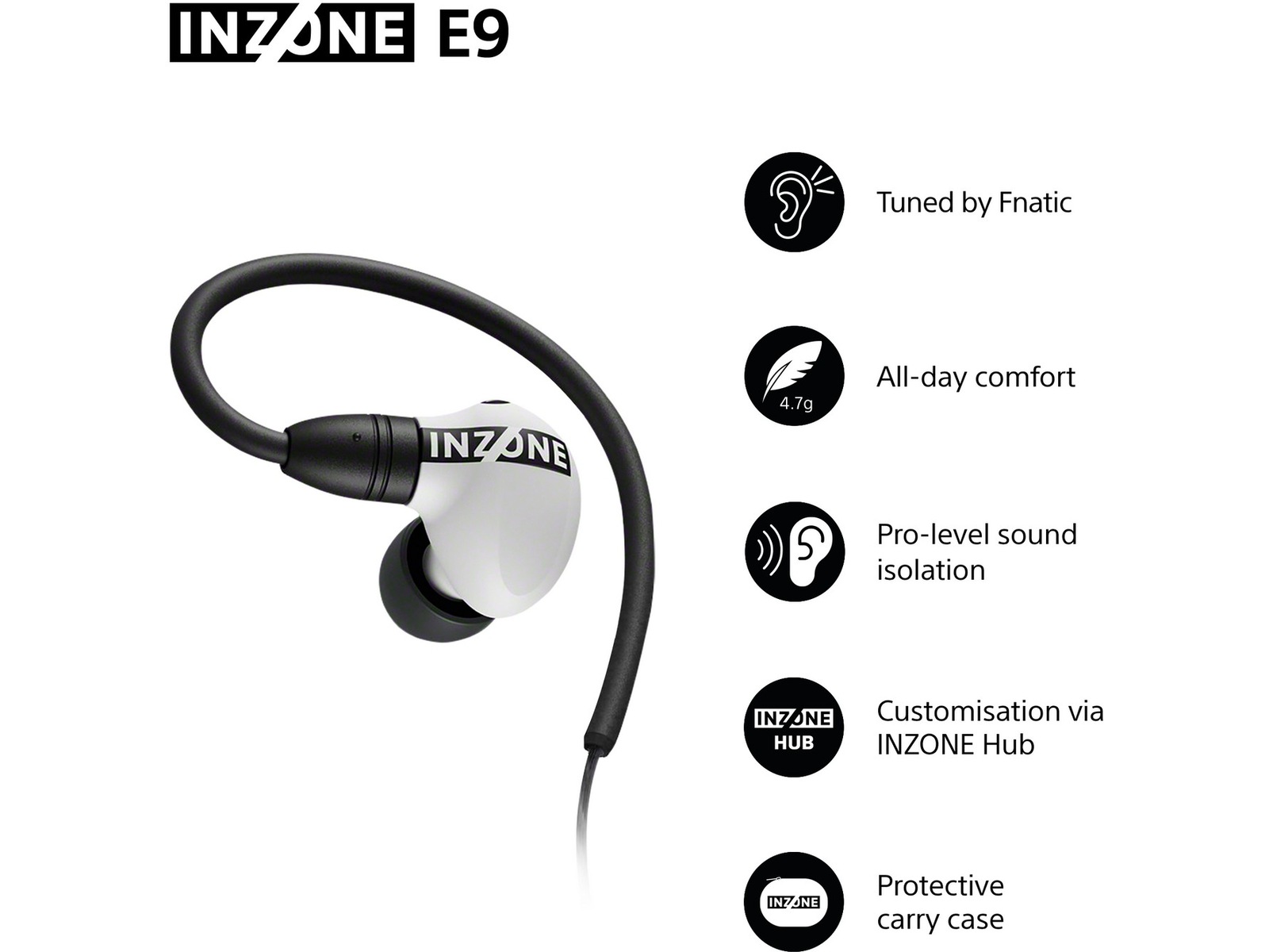 Sony INZONE E9 In-Ear Gaming Ørepropper (hvit) Ørepropper
