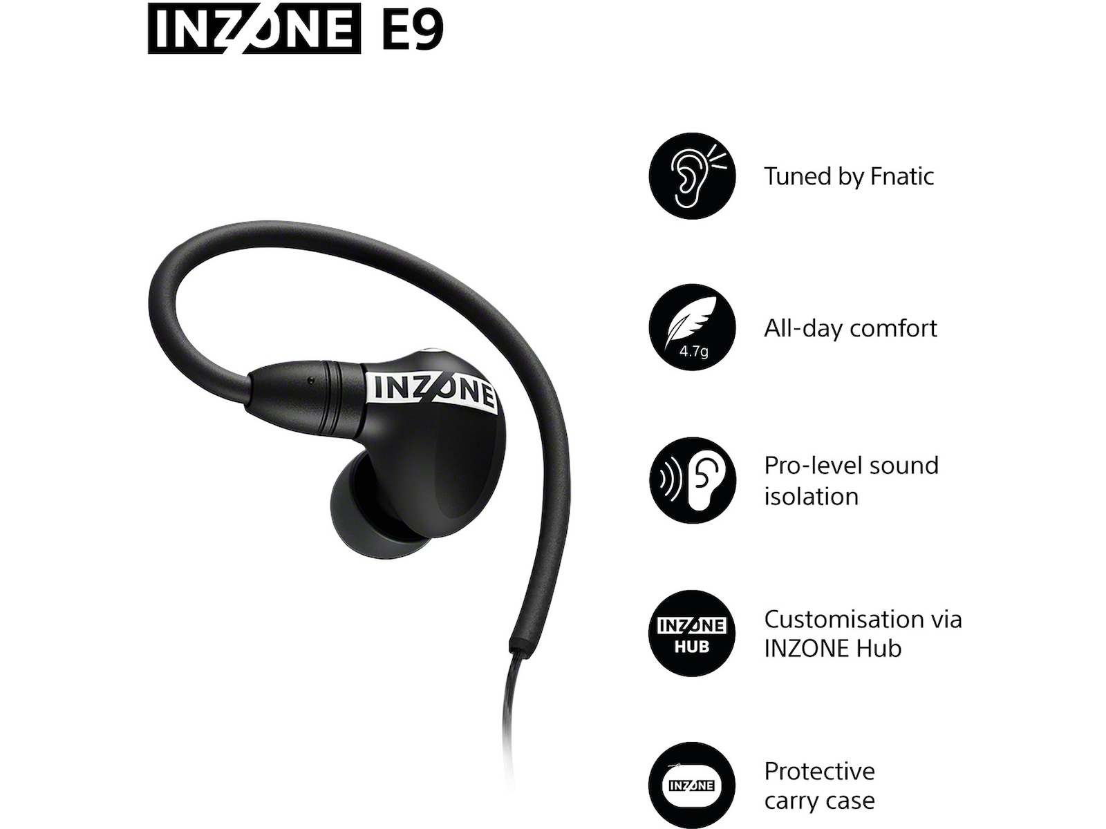 Sony INZONE E9 In-Ear Gaming Ørepropper (svart) Ørepropper