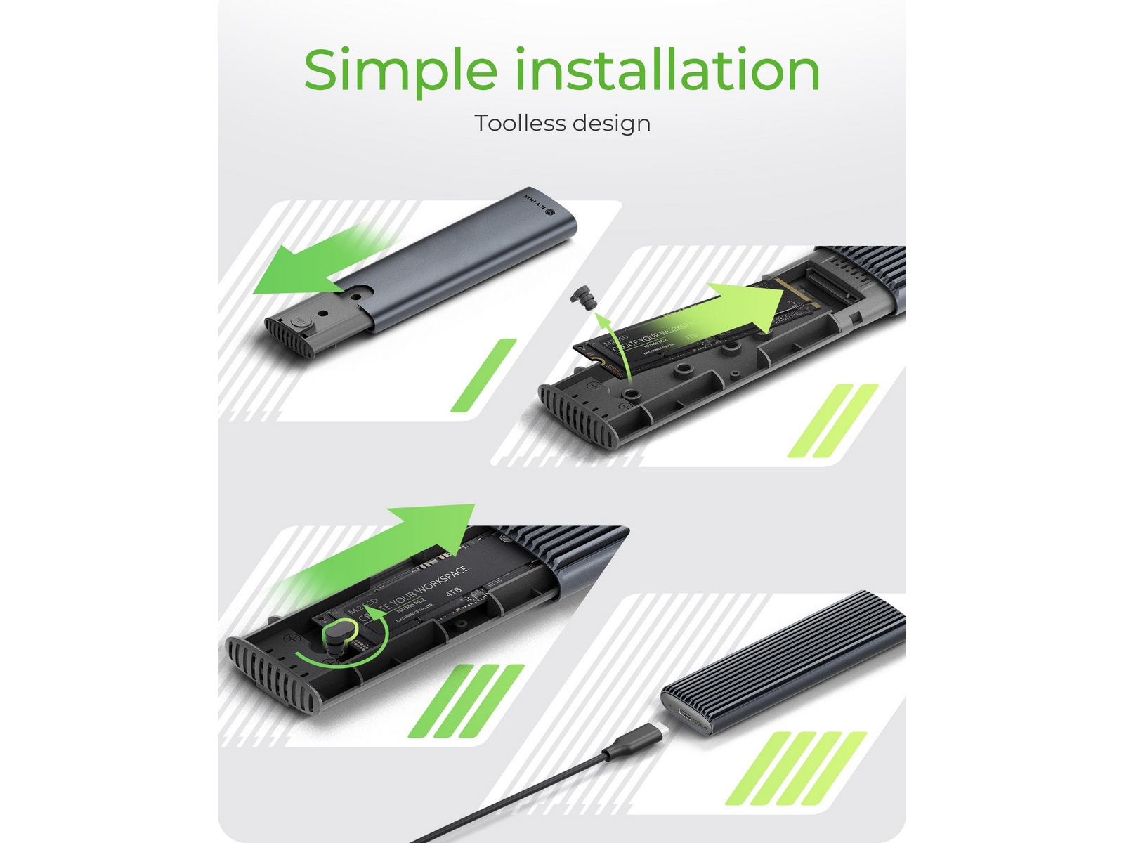 Icy Box M.2 NVMe & SATA M.2 SSD kabinett Eksterne kabinetter