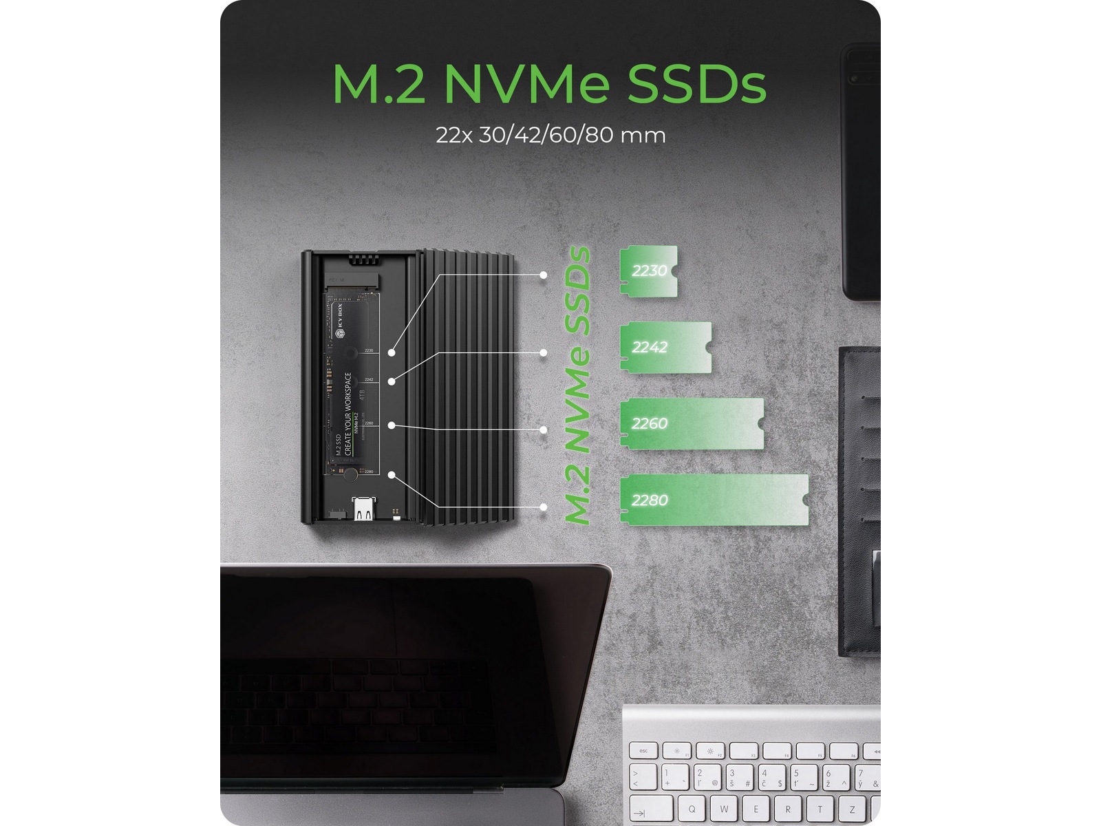 Icy Box M.2 NVMe SSD kabinett Eksterne kabinetter