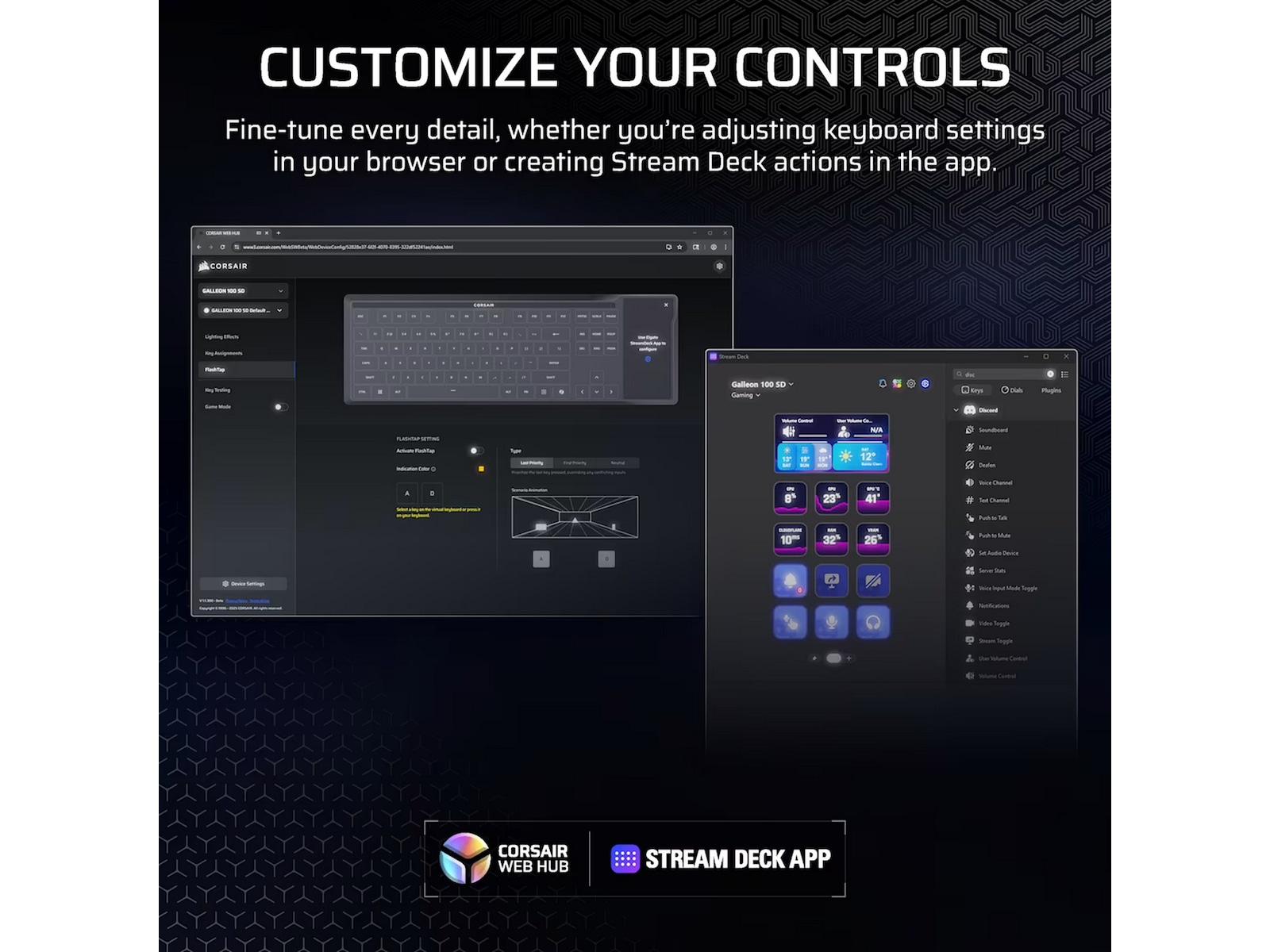 Corsair Galleon 100 SD RGB Stream Deck-integrert Gamingtastatur Gamingtastatur