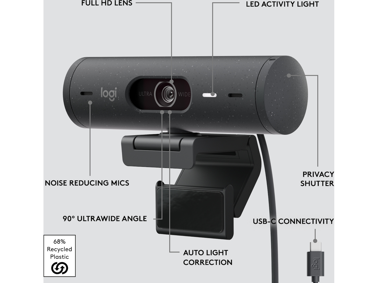 Logitech Brio 500 webkamera (graphite) Webkamera