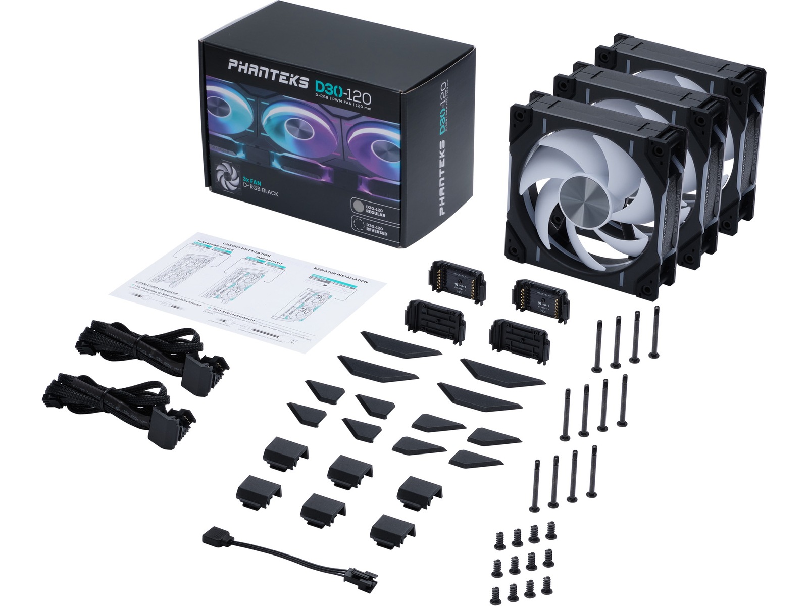 Phanteks D30 120mm DRGB Vifte 3pack (sort) Vifter