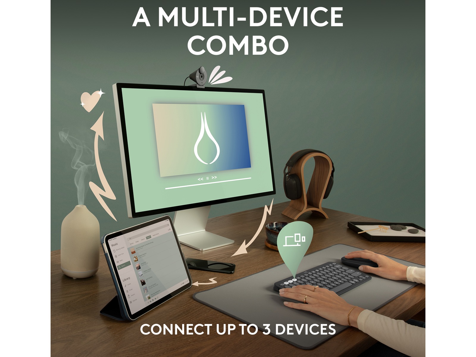 Pebble 2 Combo (sort) Mus & tastatur -kombipakker