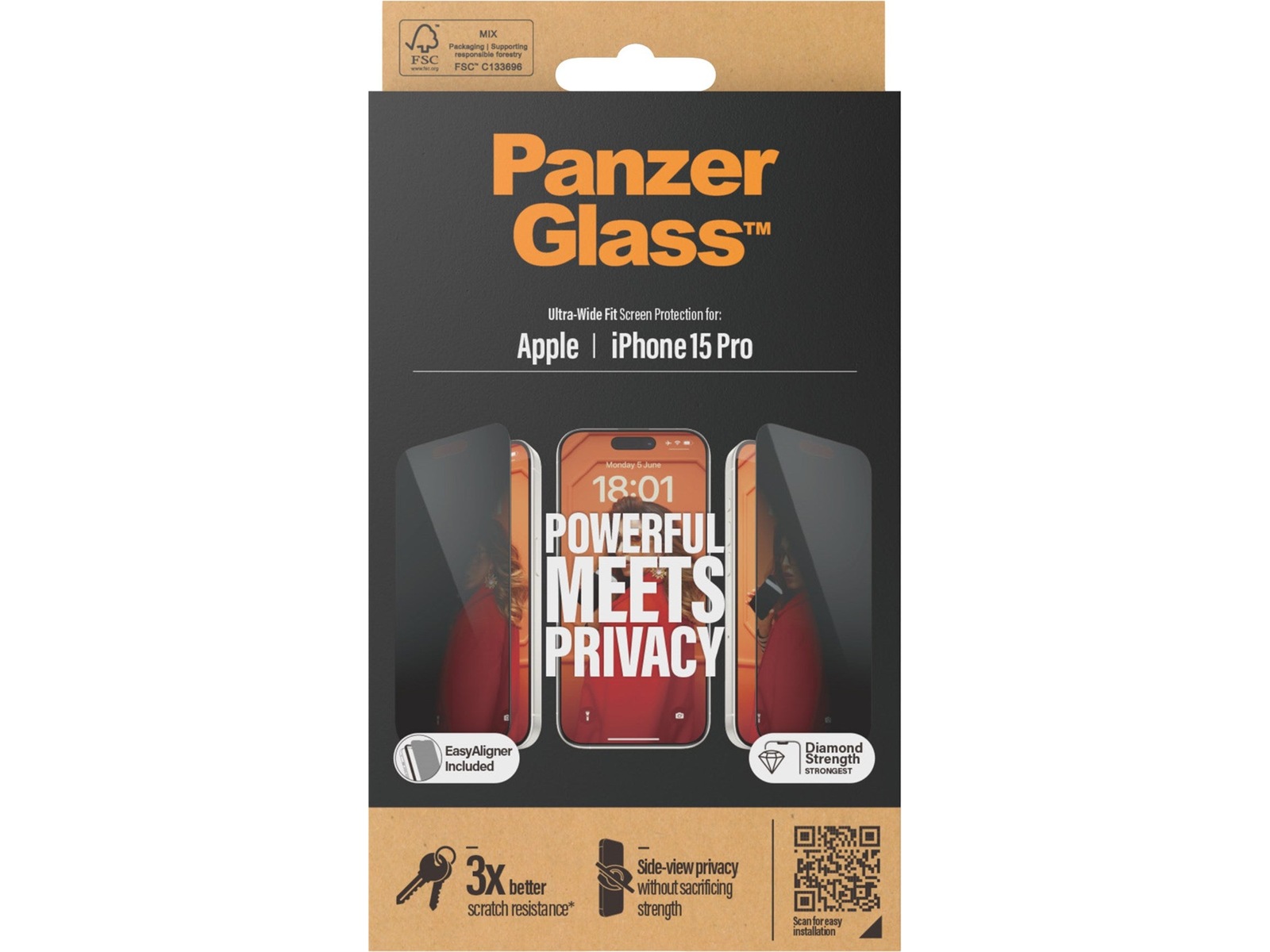 Panzerglass iPhone 15 Pro Privacy Skjermbeskytter Skjermbeskyttelse