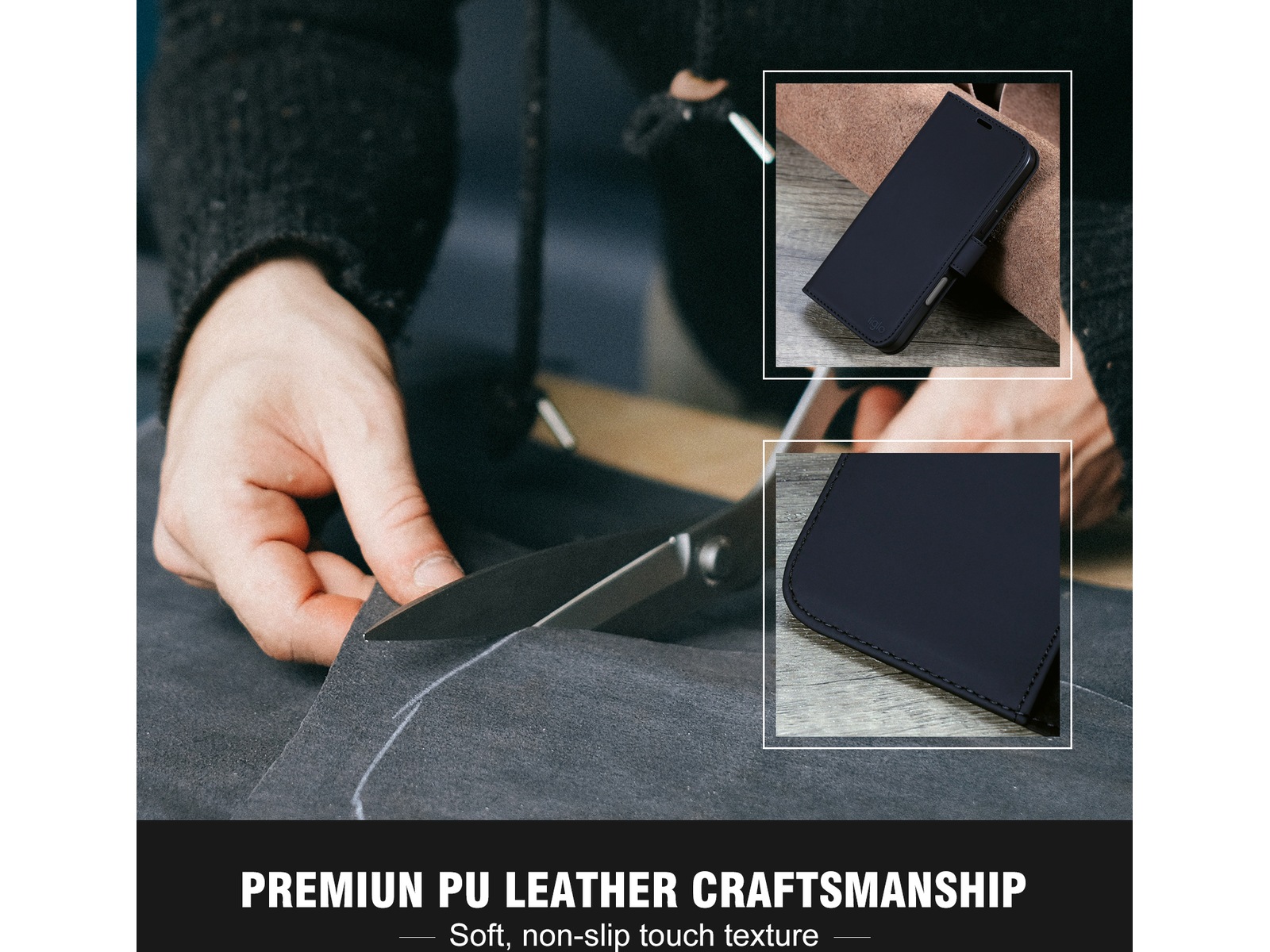 iiglo iPhone 16 Pro Max Lommebokdeksel (sort) Deksel til mobiltelefon