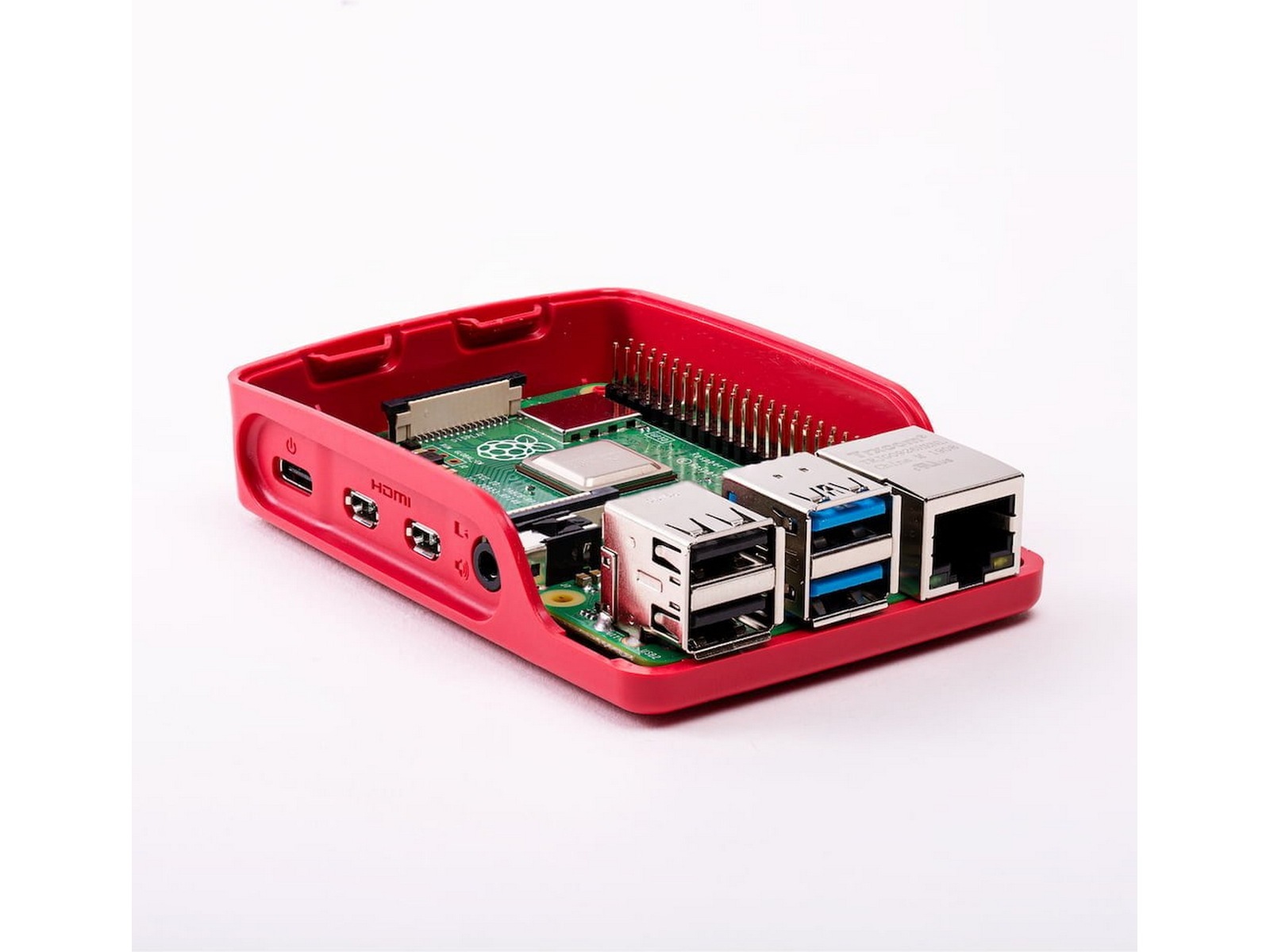 Raspberry Pi 4 B offisiell case (rød/hvit) Tilbehør