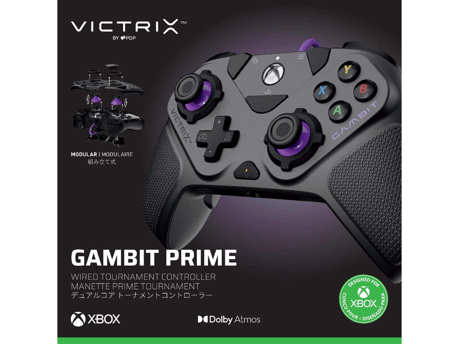 PDP Victrix Gambit Prime XSX kablet kontroller (grå) Tilbehør