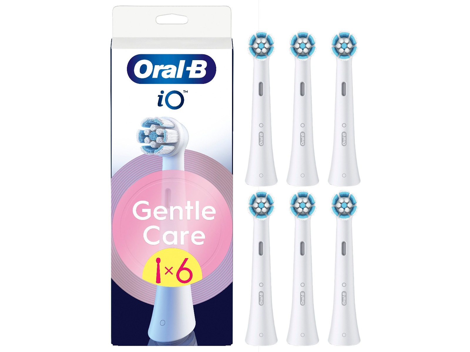 Oral-B iO Gentle Care Børstehoder 6 stk (hvit) Tannbørstehoder