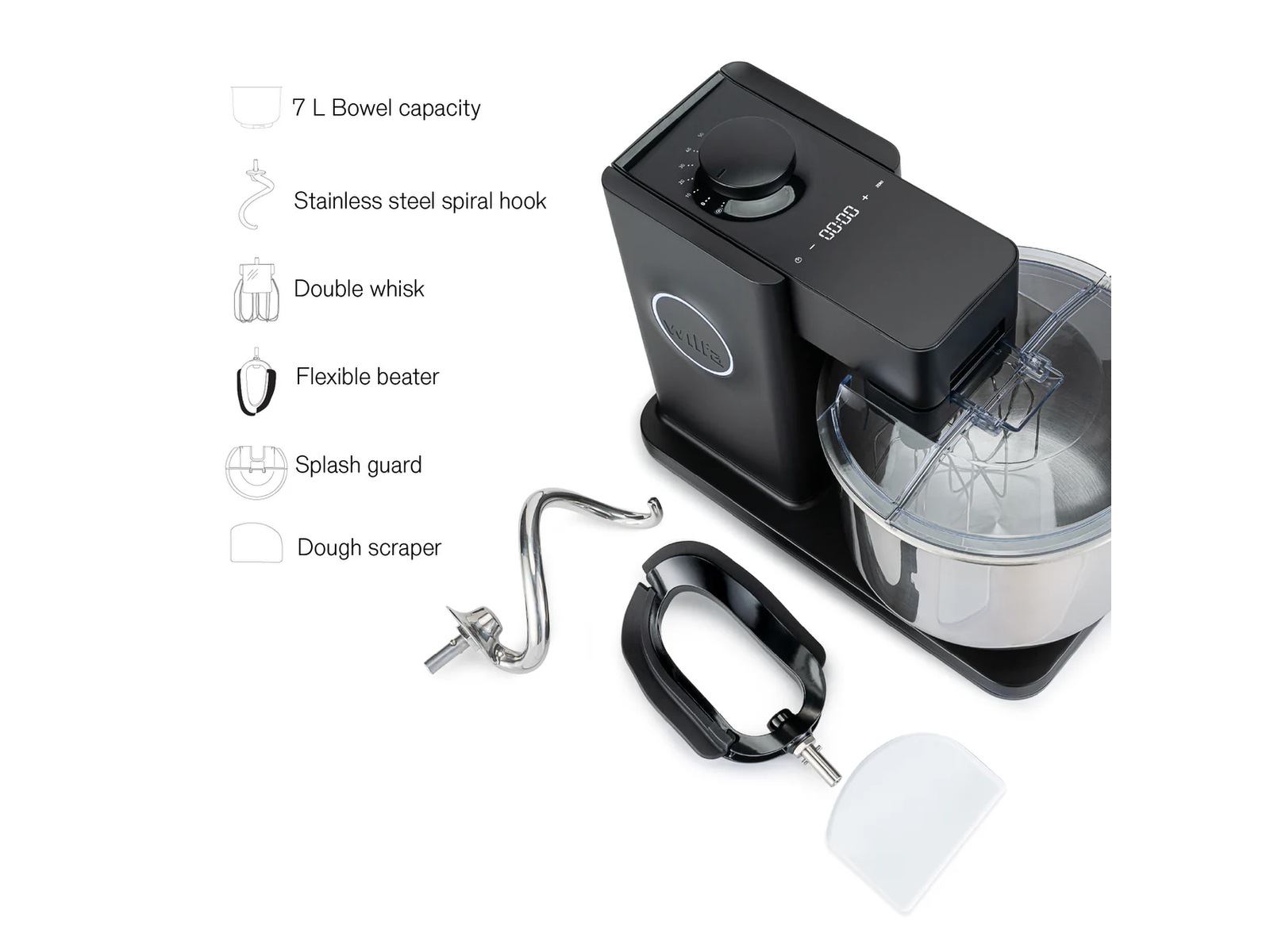 Wilfa KM2BS-T70 Probaker Timer med stålkrok (sort) Kjøkkenmaskiner