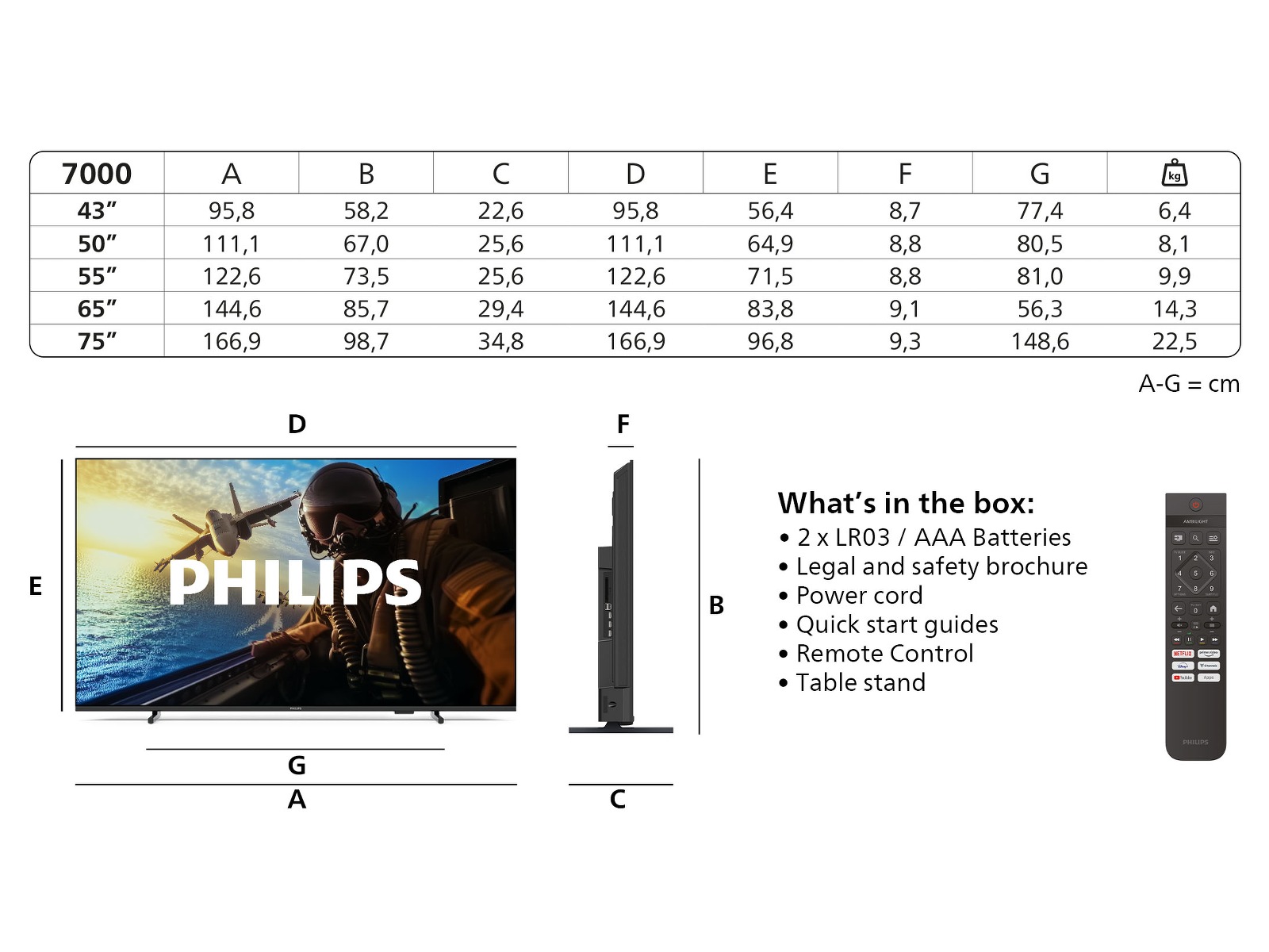 Philips 65" PUS7000/12 4K LED Smart TV (2025) 60 - 69 tommer TV