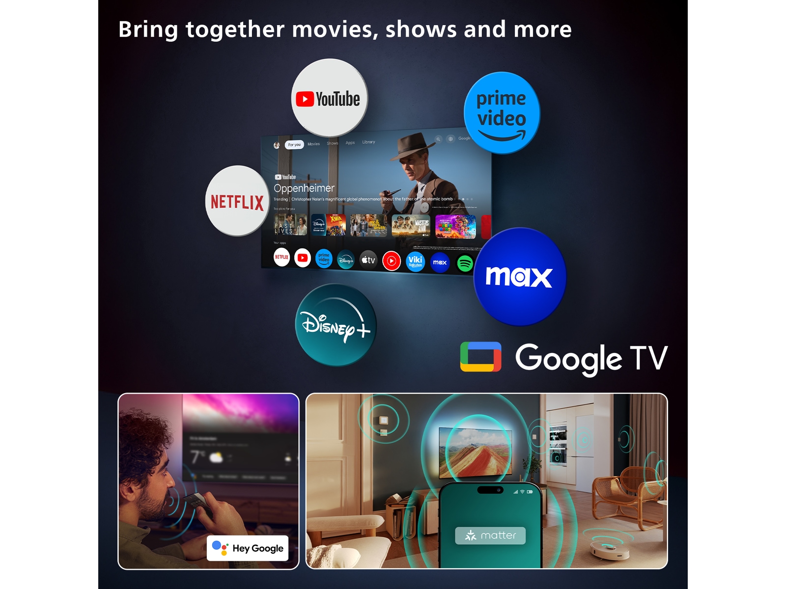 Philips 77" OLED910/12 OLED Plus Smart Ambilight AI TV (2025) 70 - 79 tommer TV