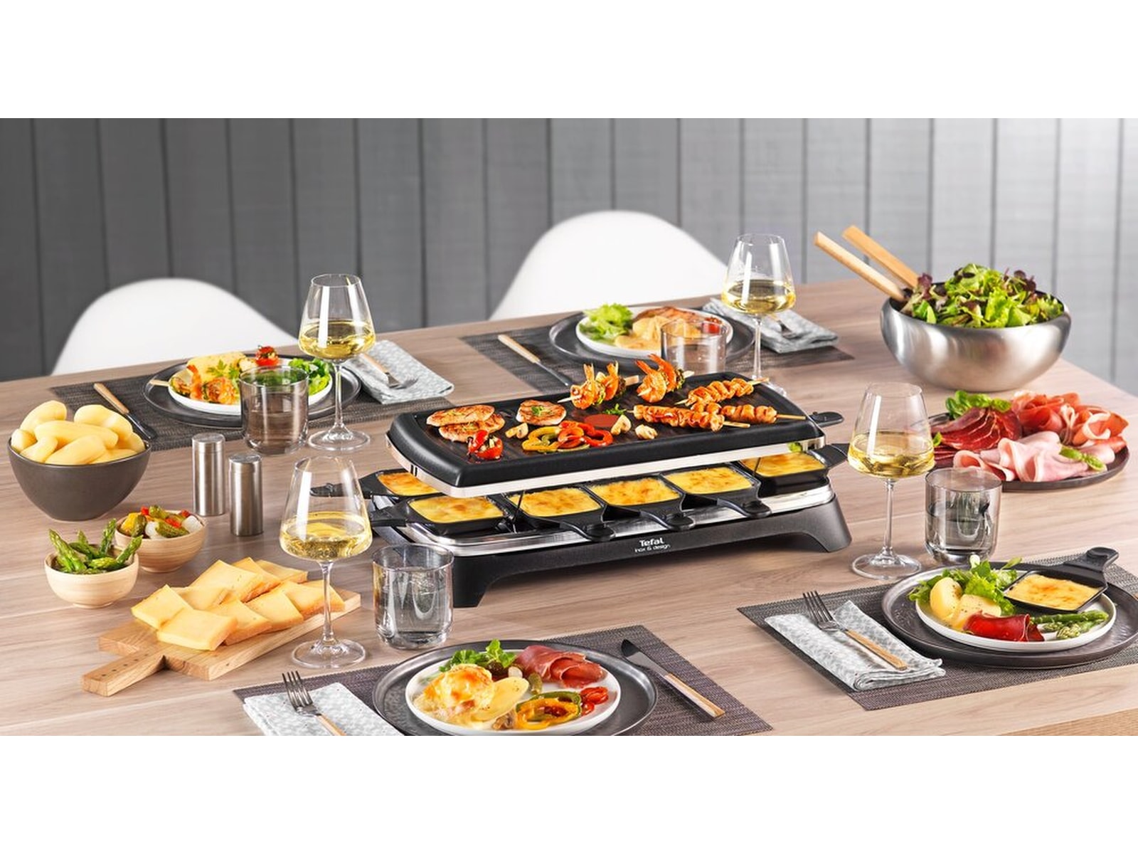 Tefal Raclette Inox & Design 10 panner sort RE458812 Andre kjøkkenapparater