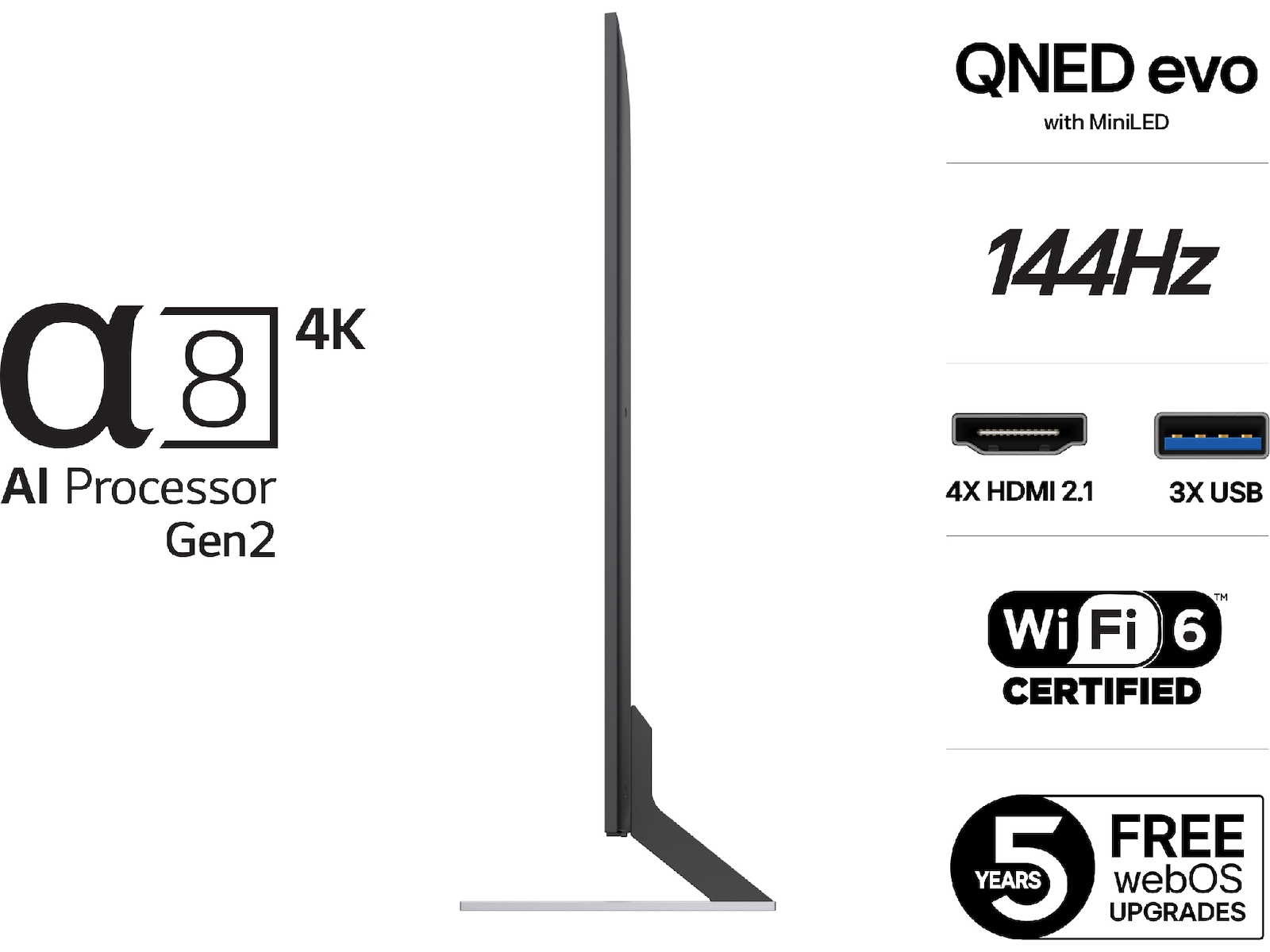 LG 86'' QNED85 evo AI MiniLED 4k Smart TV (2025) Over 80 tommer TV
