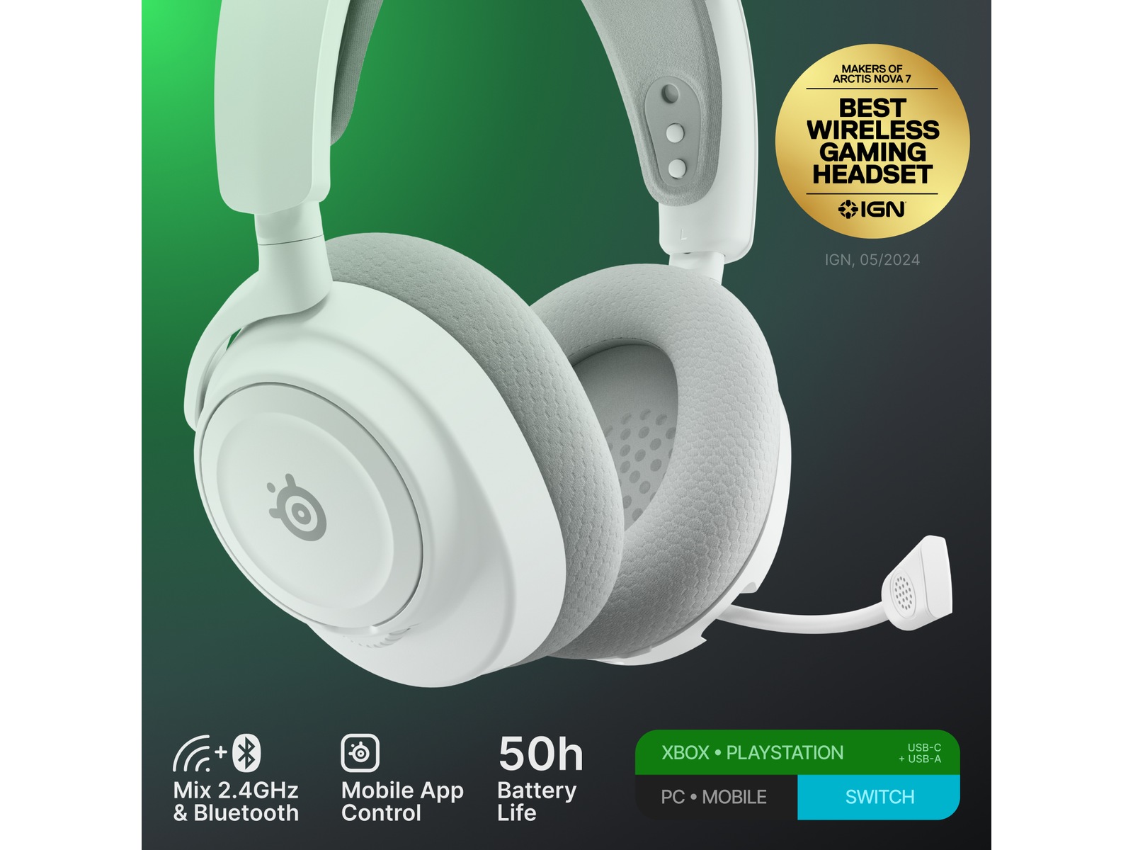 SteelSeries Arctis Nova 7X Gen 2 Trådløst Gamingheadset (hvit) Gaming headset